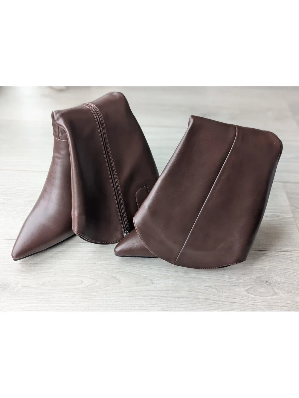 ElegaStep Brown Pointed Toe Kitten Heel Boots Size 38 / 7.5